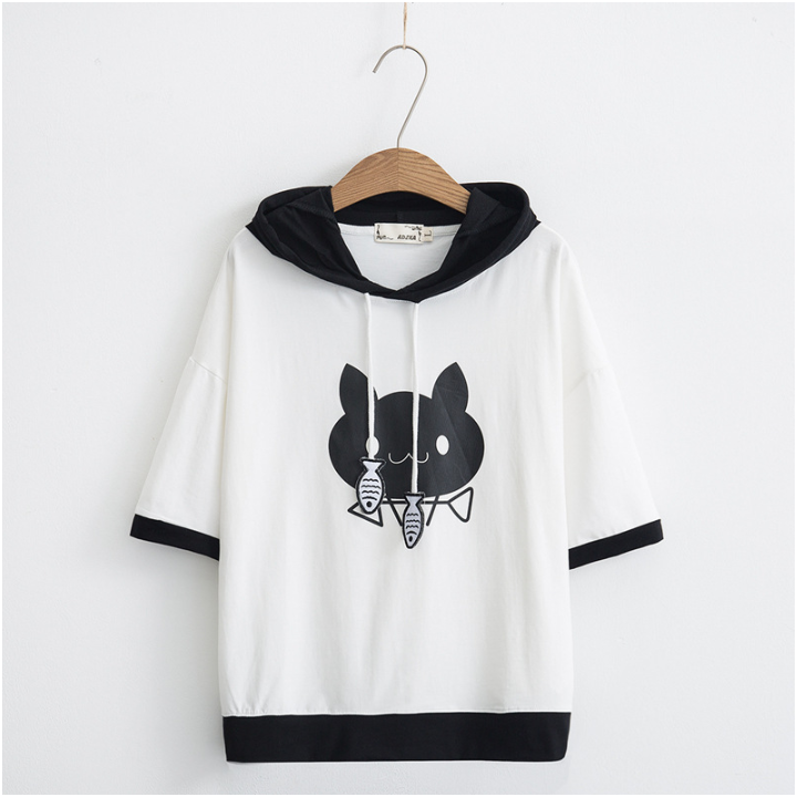 T-shirt à capuche chat