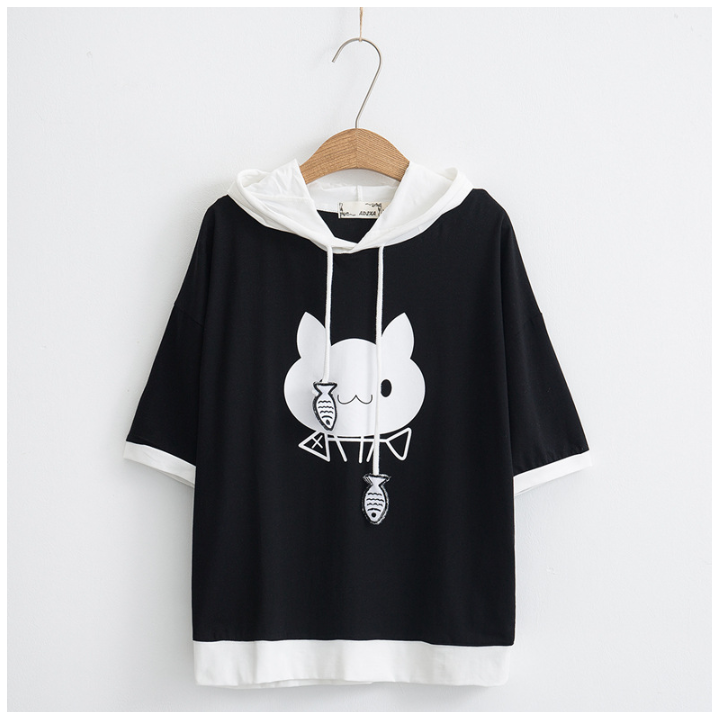 T-shirt à capuche chat
