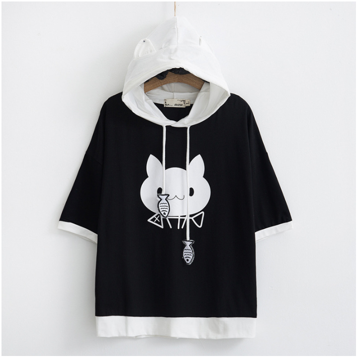 T-shirt à capuche chat