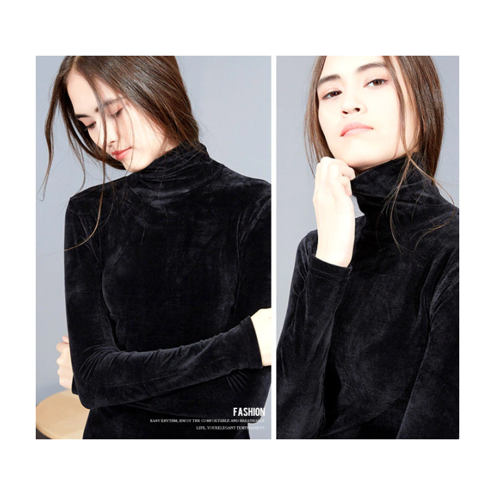 Pull col roulé effet velours