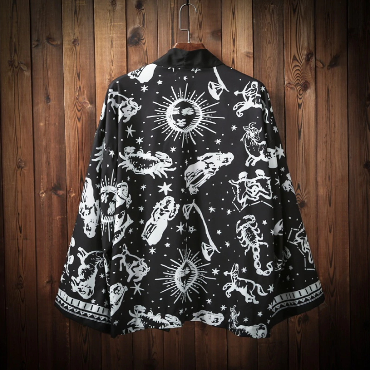Kimono cardigan noir et blanc