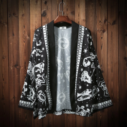 Kimono cardigan noir et blanc