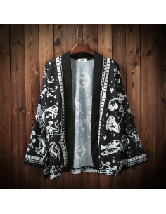 Kimono cardigan noir et blanc