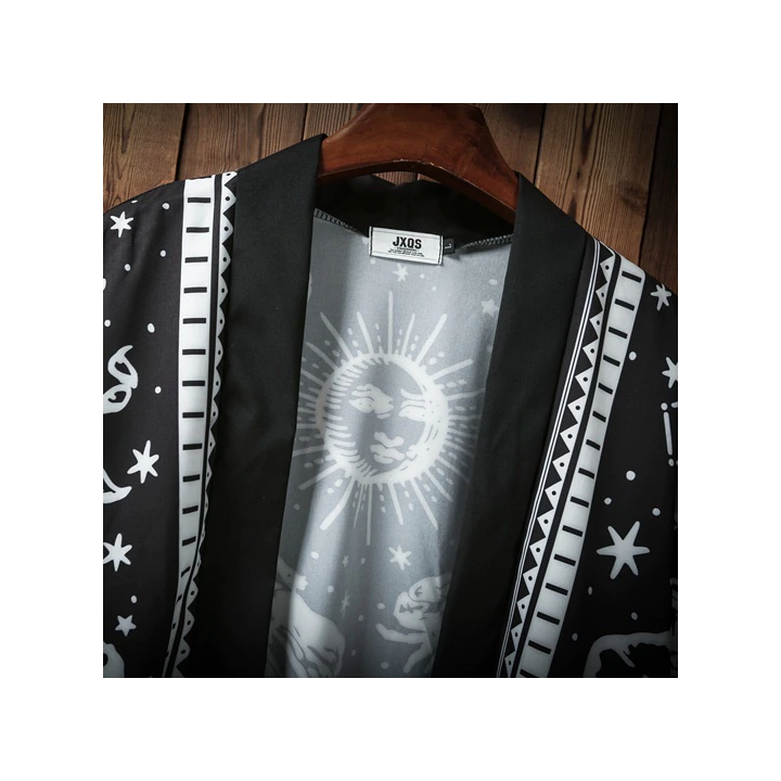 Kimono cardigan noir et blanc