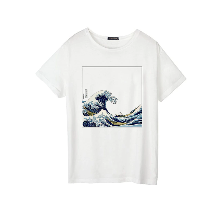 T-shirt harajuku imprimé vague