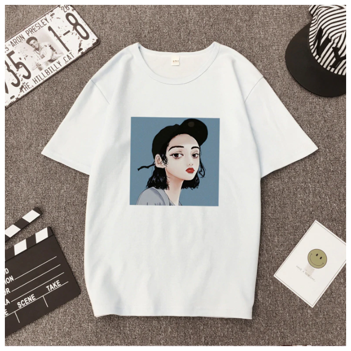 T-shirt imprimé visage femme