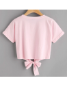 T-shirt court broderie rose