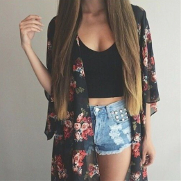 Cardigan léger à fleurs