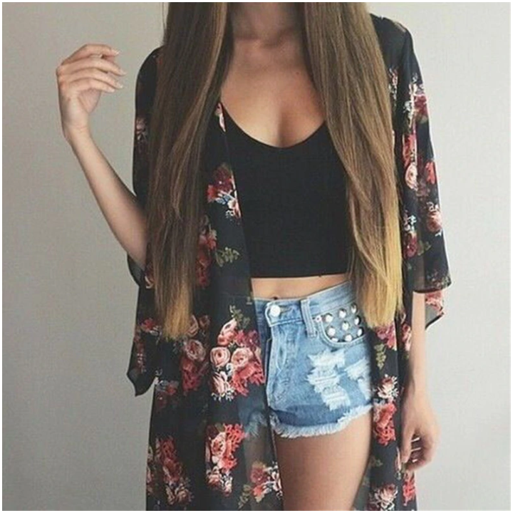 Cardigan léger à fleurs