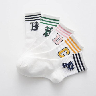 Chaussettes à rayures imprimés big letter
