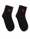 Chaussettes coeur rouge Kawaii Noir