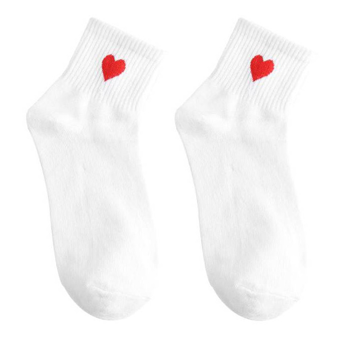 Chaussettes coeur rouge Kawaii Blanches