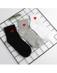 Chaussettes coeur rouge Kawaii