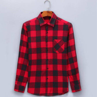 Chemise slim à carreaux rouge et noir