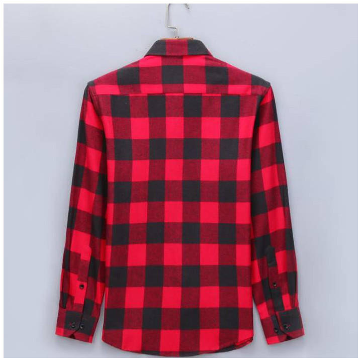 Chemise slim à carreaux rouge et noir