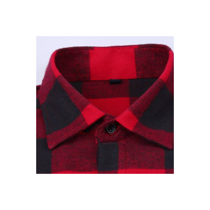 Chemise slim à carreaux rouge et noir