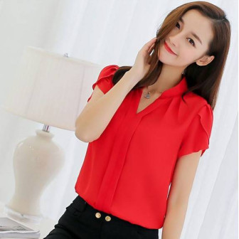 Vêtements japonais et coréens pour filles - Tops japonais et coréens pour femmes - Chemise de bureau manche courte