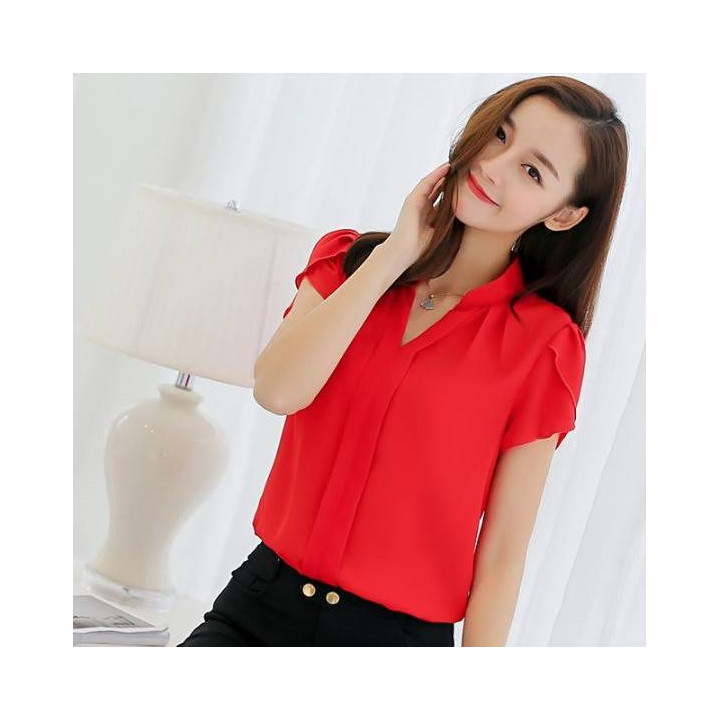 Vêtements japonais et coréens pour filles - Tops japonais et coréens pour femmes - Chemise de bureau manche courte