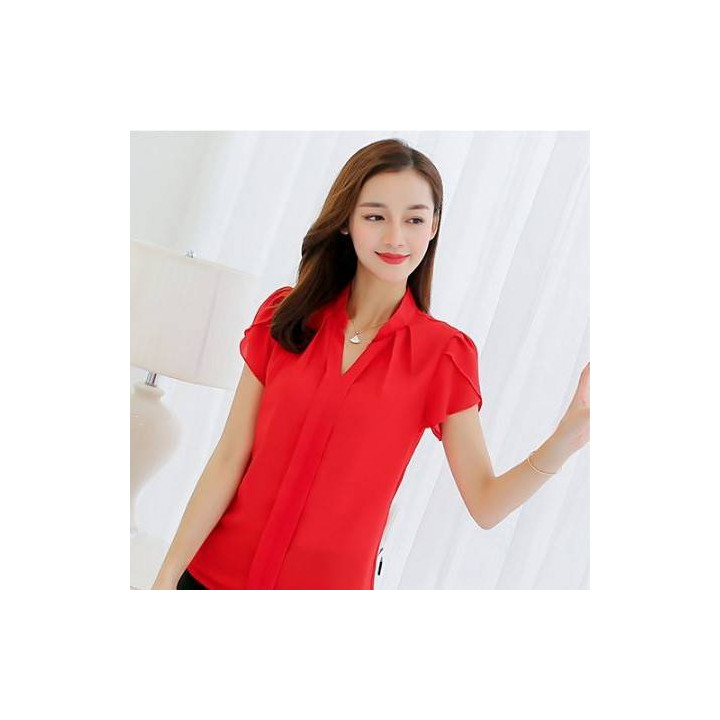 Vêtements japonais et coréens pour filles - Tops japonais et coréens pour femmes - Chemise de bureau manche courte
