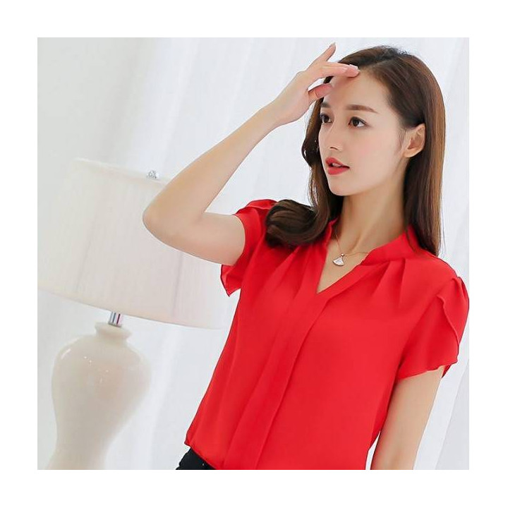 Vêtements japonais et coréens pour filles - Tops japonais et coréens pour femmes - Chemise de bureau manche courte