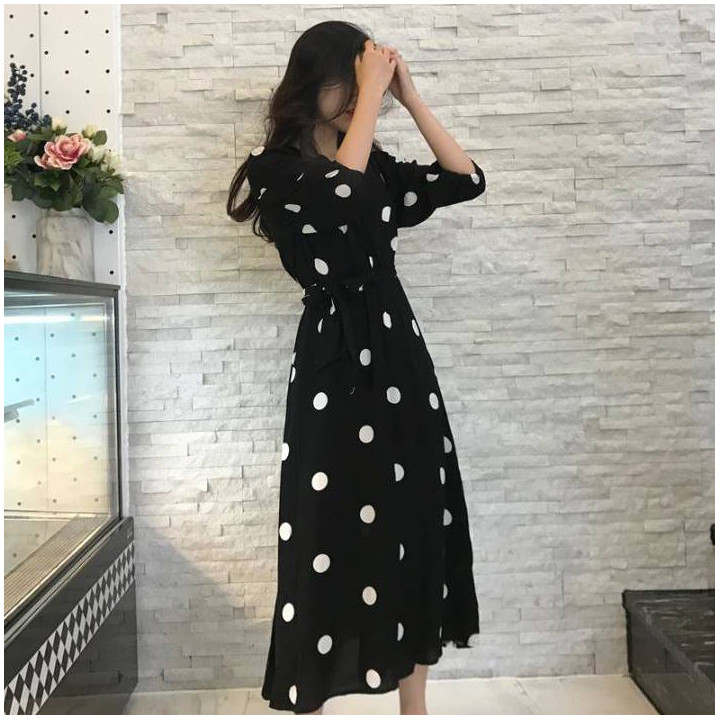 Robe longue à pois