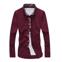 Chemise à col fleuri bordeau