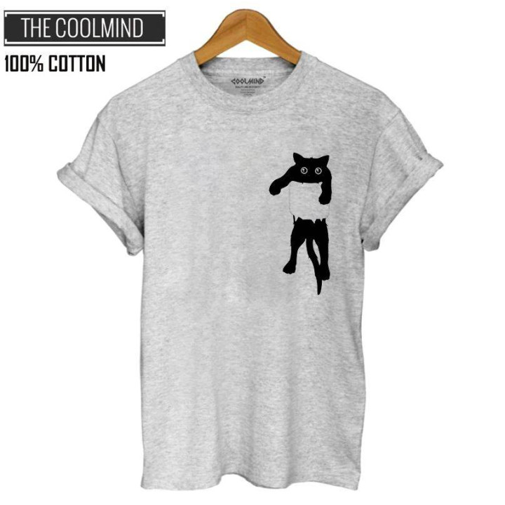 T-shirt Chat dans poche
