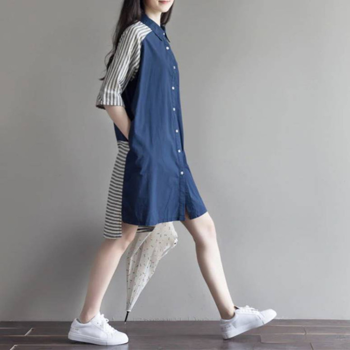 Robe Mori Bleu jeans à rayures