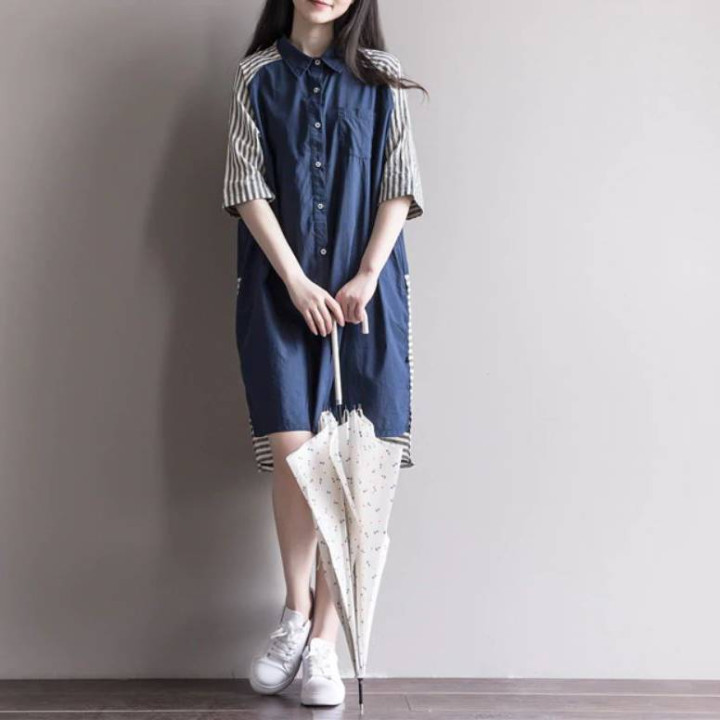 Robe Mori Bleu jeans à rayures