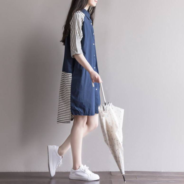 Robe Mori Bleu jeans à rayures