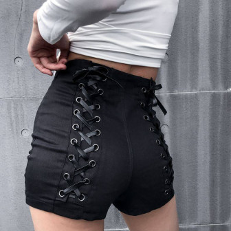 Short taille haute avec laçage