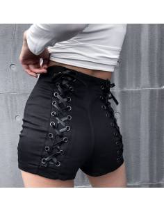 Short taille haute avec laçage