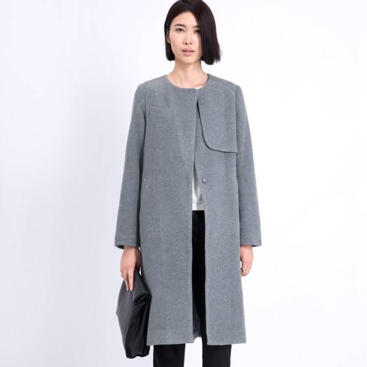 Manteau casual col ras de cou