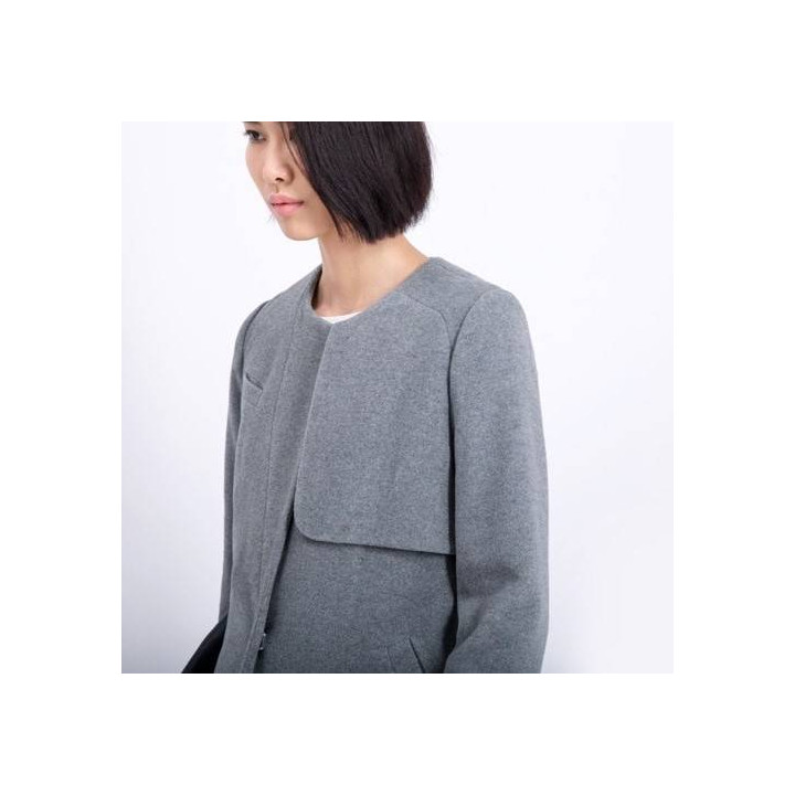Manteau casual col ras de cou