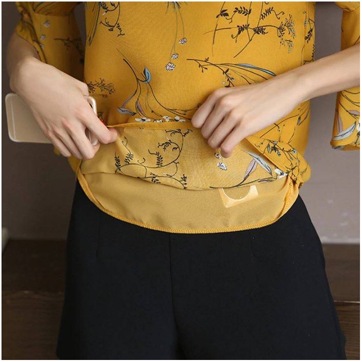 Top floral manches papillons