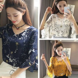 Top floral manches papillons