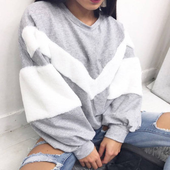 Pull V Fourrure blanc