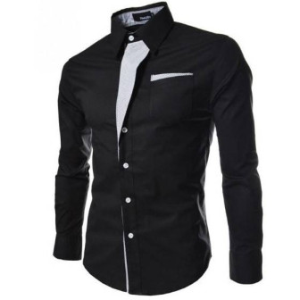 Chemise Noire col à revers