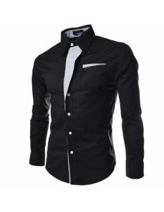 Chemise Noire col à revers