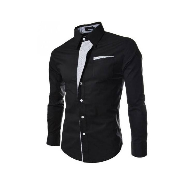 Chemise Noire col à revers