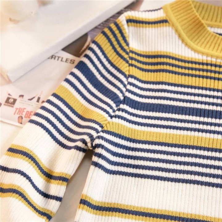 Vêtements japonais et coréens pour filles - Pulls japonais et coréens pour femmes - Pull rayure Coreen