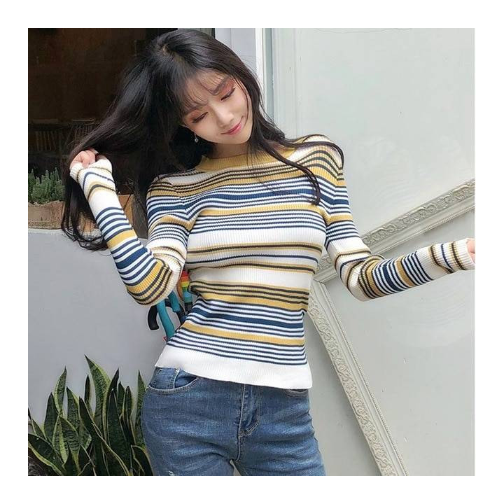 Vêtements japonais et coréens pour filles - Pulls japonais et coréens pour femmes - Pull rayure Coreen