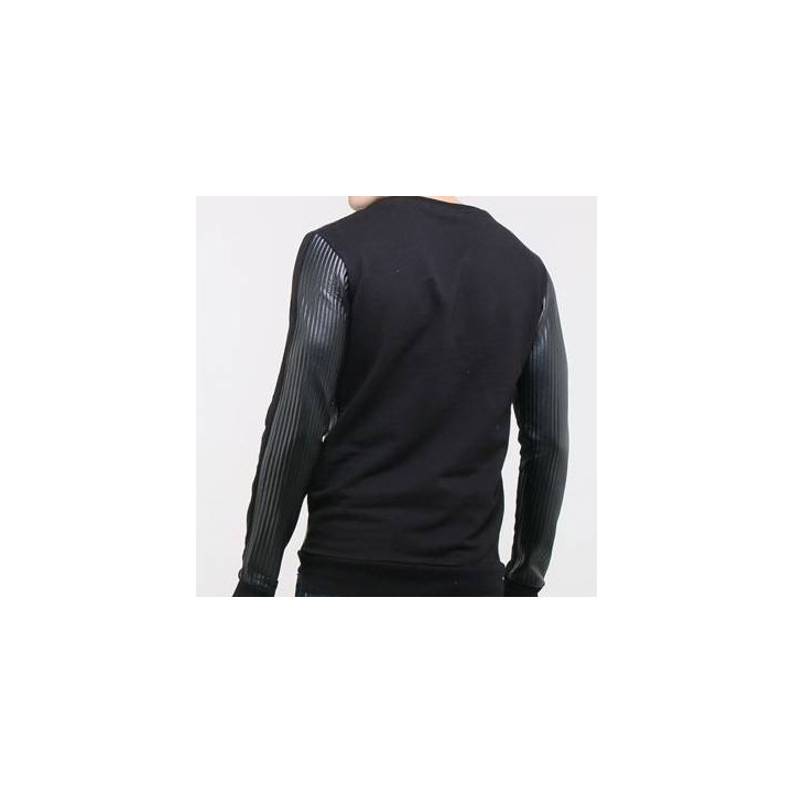 Pull double matière simili et coton