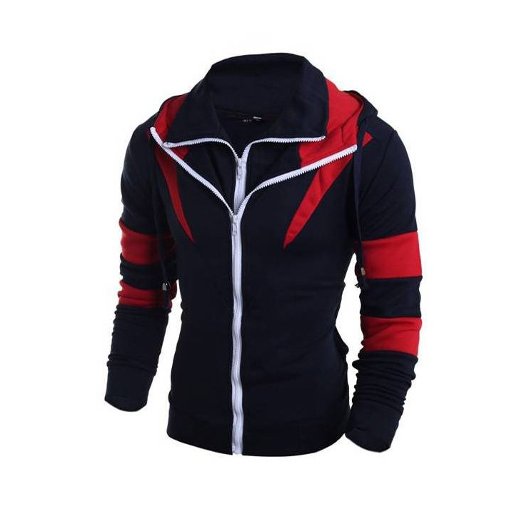 Vêtements japonais et coréens pour garçons - Sweats japonais et coréens pour hommes - Sweat bicolore double zip