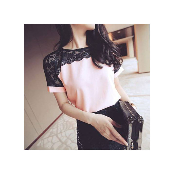 Vêtements japonais et coréens pour filles - Tops japonais et coréens pour femmes - Chemise de bureau manche courte
