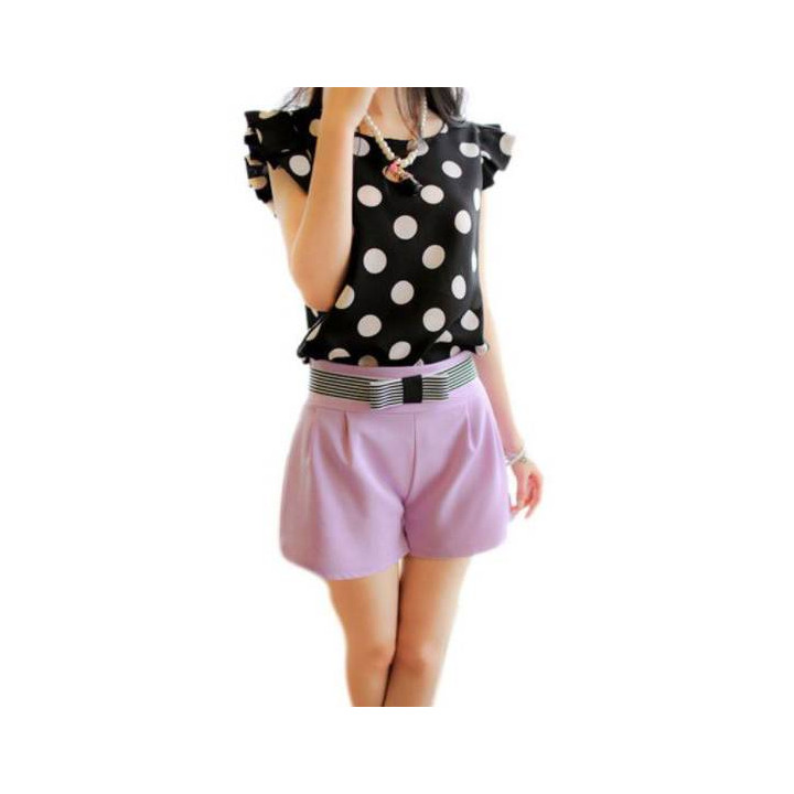 Vêtements japonais et coréens pour filles - Tops japonais et coréens pour femmes - Chemisier à pois