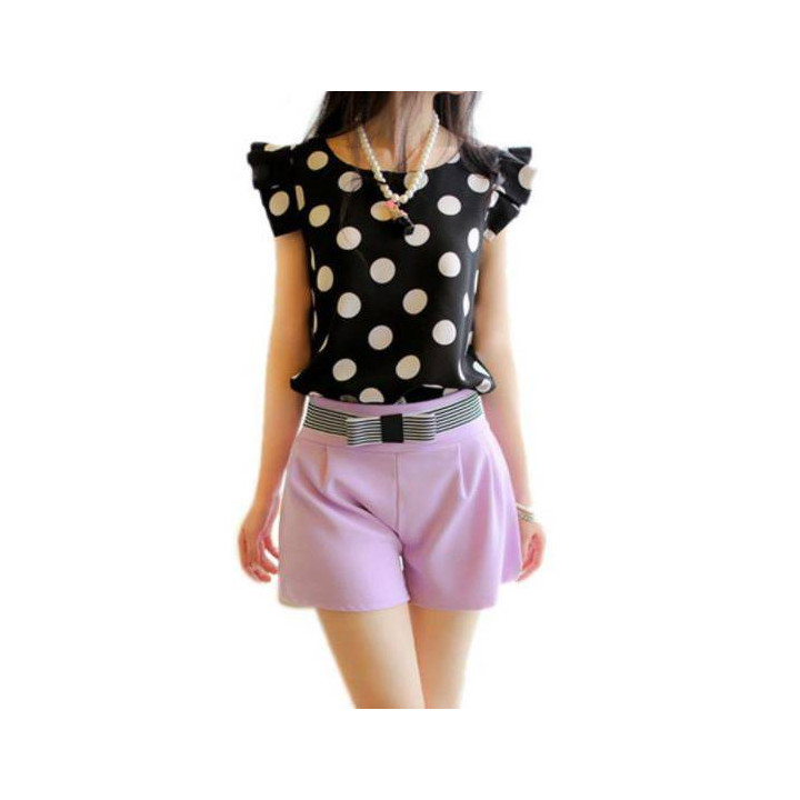 Vêtements japonais et coréens pour filles - Tops japonais et coréens pour femmes - Chemisier à pois