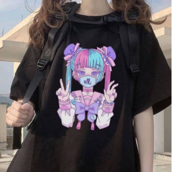 Vêtements japonais et coréens pour filles - T-Shirts japonais et coréens pour femmes - T-shirt Goshikku