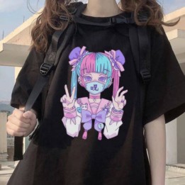 Vêtements japonais et coréens pour filles - T-Shirts japonais et coréens pour femmes - T-shirt Goshikku