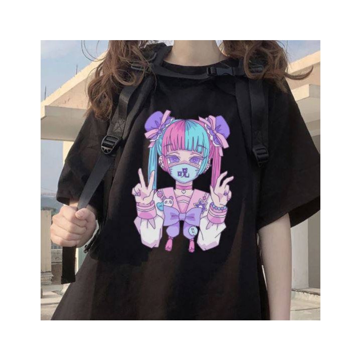 Vêtements japonais et coréens pour filles - T-Shirts japonais et coréens pour femmes - T-shirt Goshikku
